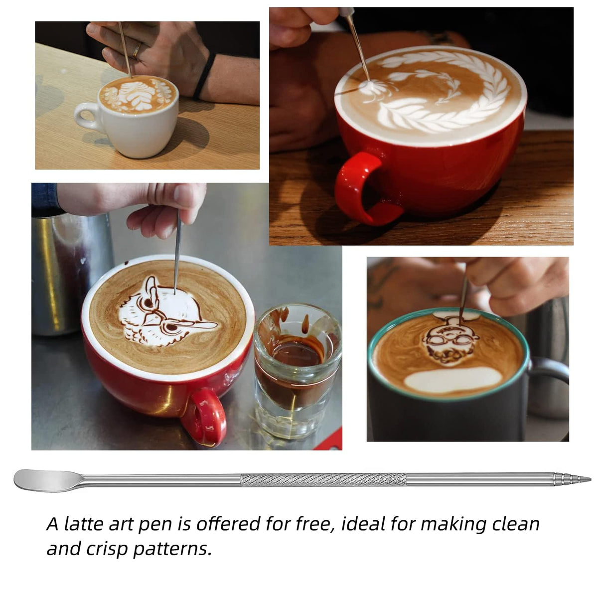 Milk Frother Pitcher 20 OZ, Espresso Milk Frothing Pitcher, Milk Steamer Cup Steaming Pitcher, Stainless Steel Coffee Froth Cup with Latte Art Pen for Coffee Cappuccino (Black)
