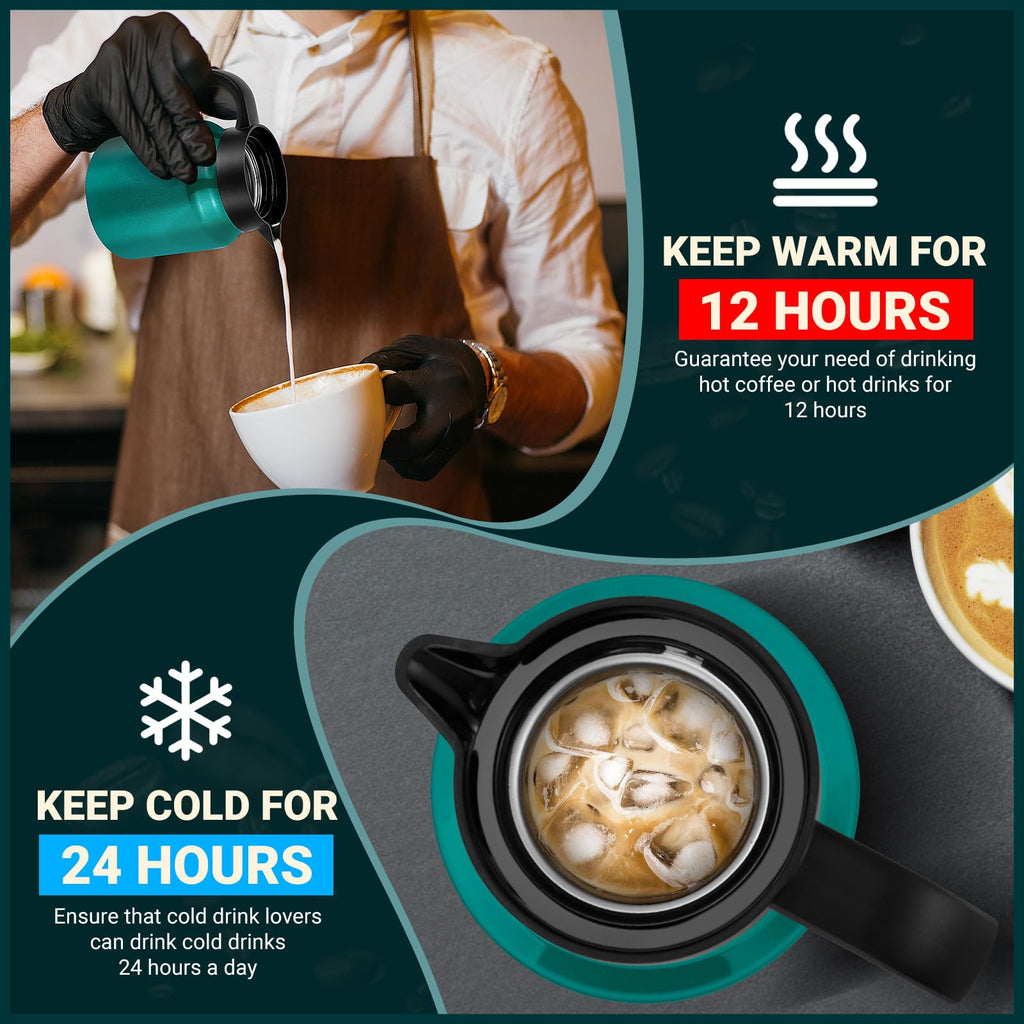 WYHVAND Insulated Coffee Carafe, 34 oz, Keeps Hot for 12H, Agave Teal