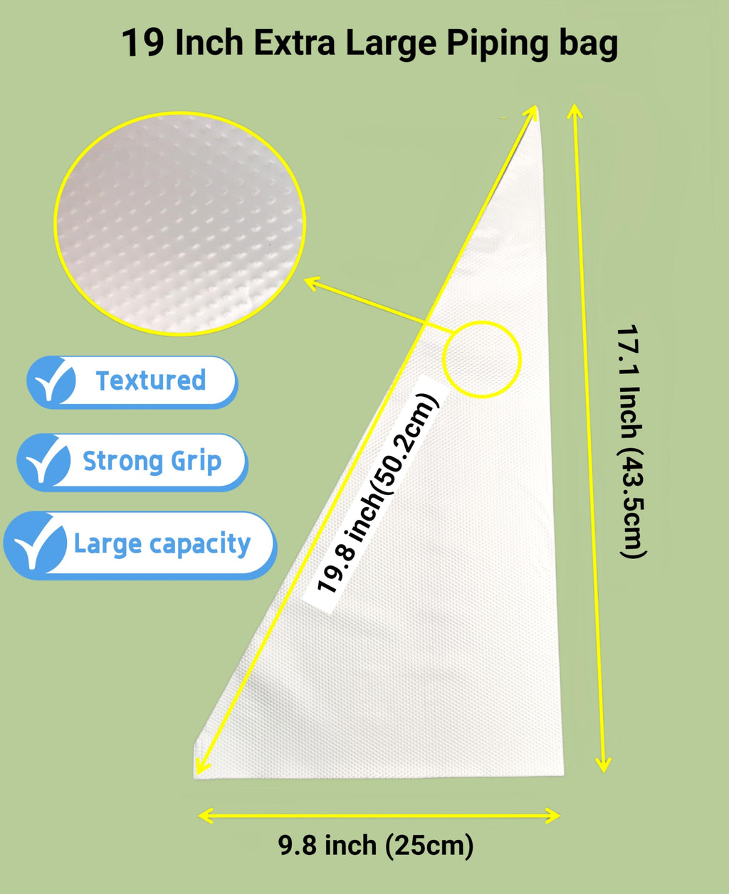 HOMYTOP 19 Inch Extra Large Piping Bags 200 Pack - Disposable Pastry Bags - Thick Anti-Burst Pastry Icing Frosting Piping Bags For Decorating Cupcakes Cakes Cookies (Large 19 Inch-200 Pack)