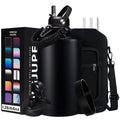 128OZ Insulated Water-Bottles with Strap - 1 Gallon Large Water Jug with Straw & Spout Lid, Stainless Steel Water Bottle Leak Proof, Cold-48h Hot-24h Metal Water Flask w/Paracord Handle, Carrier Bag