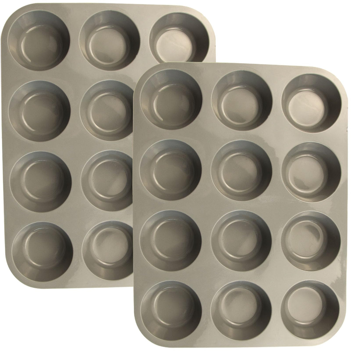 LERIYUFS 12 Cups Silicone Mini Muffin Pan Set, Nonstick Mini Cupcake Pans, BPA Free Small Muffin Tin for Baking, Set of 2 (Red+Red)