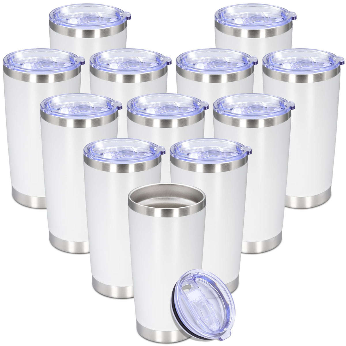 20 oz Tumbler Insulated Tumblers Stainless Steel Coffee Mug,Black 12PCS