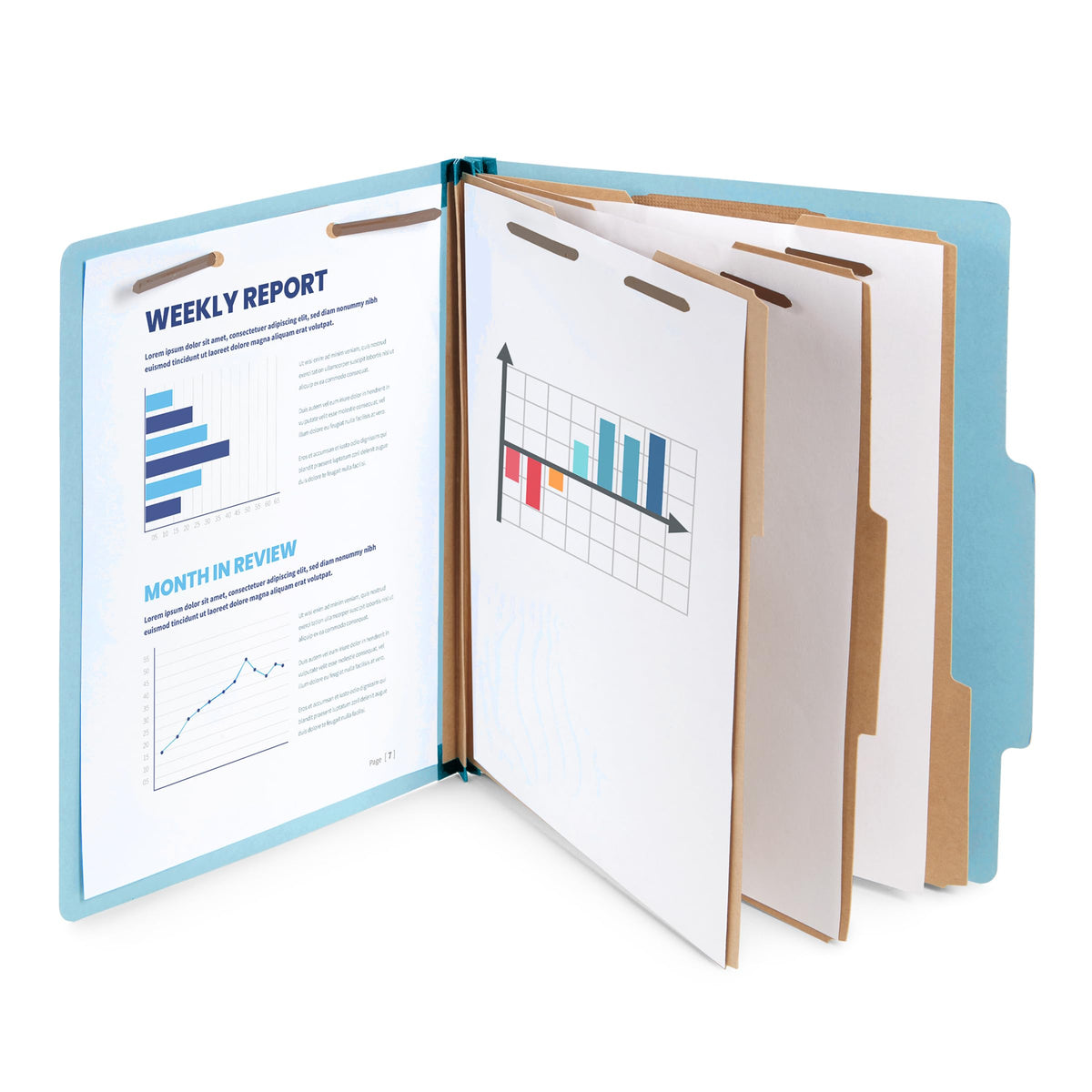 Blue Summit Supplies 10 Classification Folders, 3 Divider, Light Blue