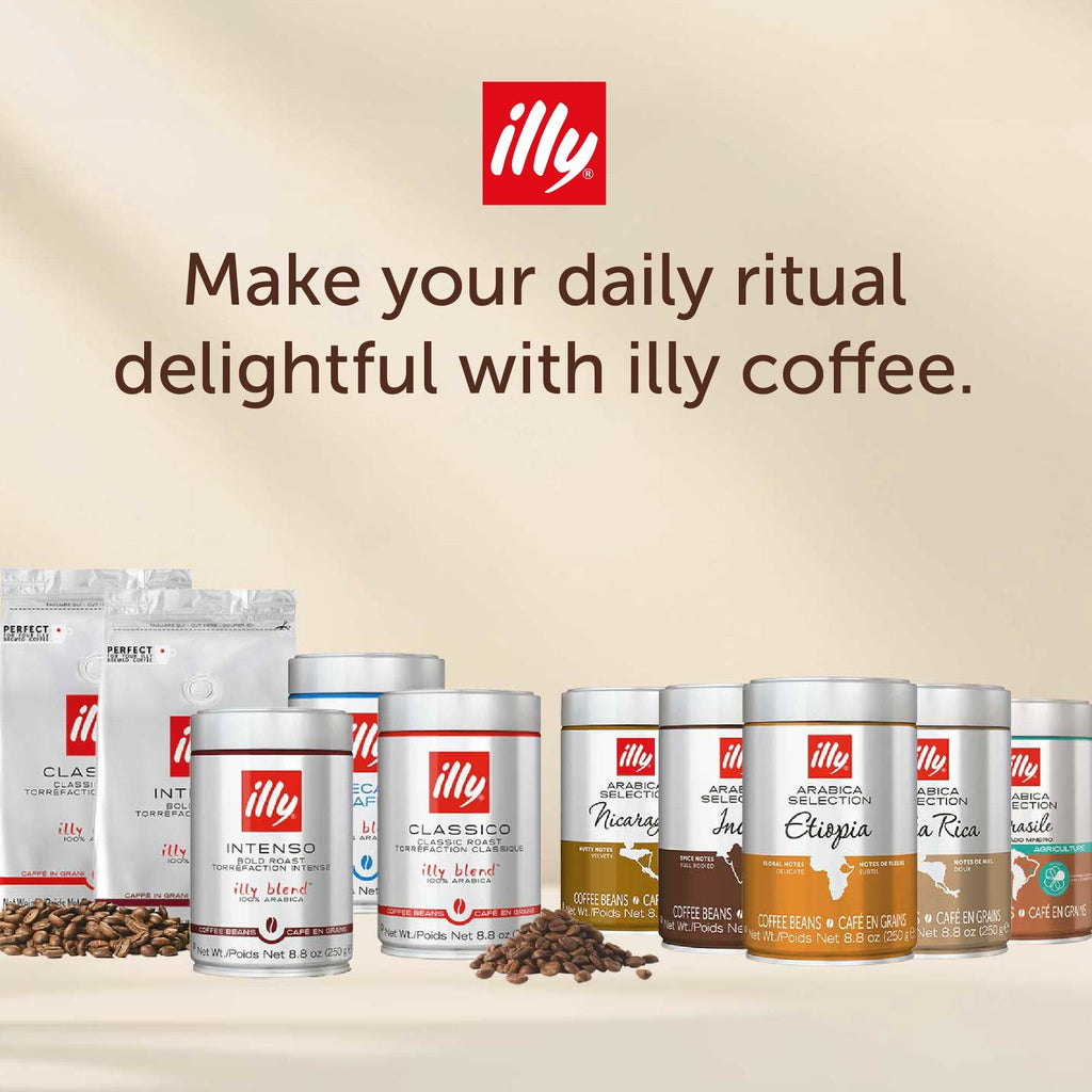 illy Decaf Whole Bean Coffee, Classico Medium Roast, 8.8oz, 6 Pack
