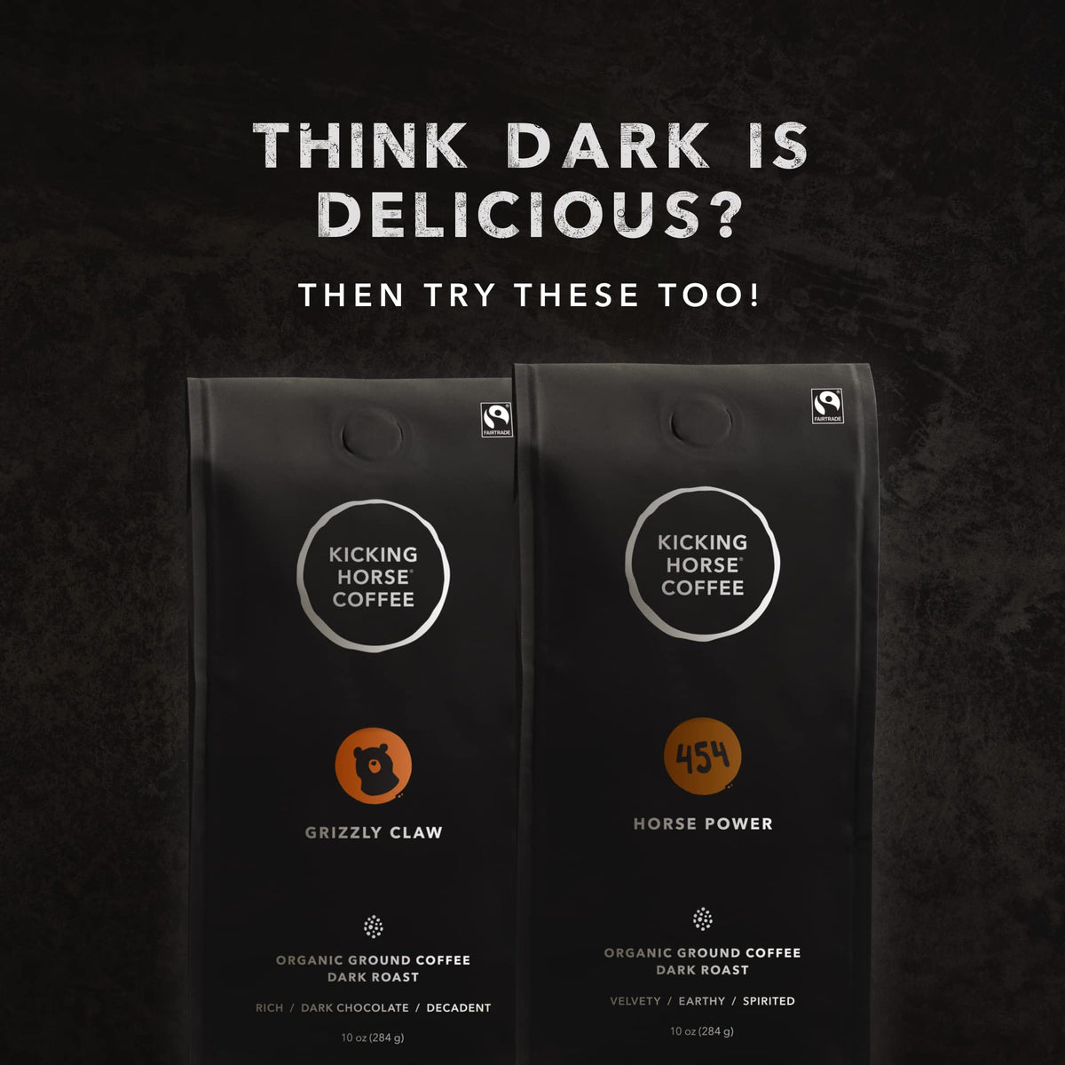Kicking Horse Coffee Kick Ass, Dark Roast, Ground, Certified Organic, Fairtrade, Kosher, Black, 284 g, Pack of 6