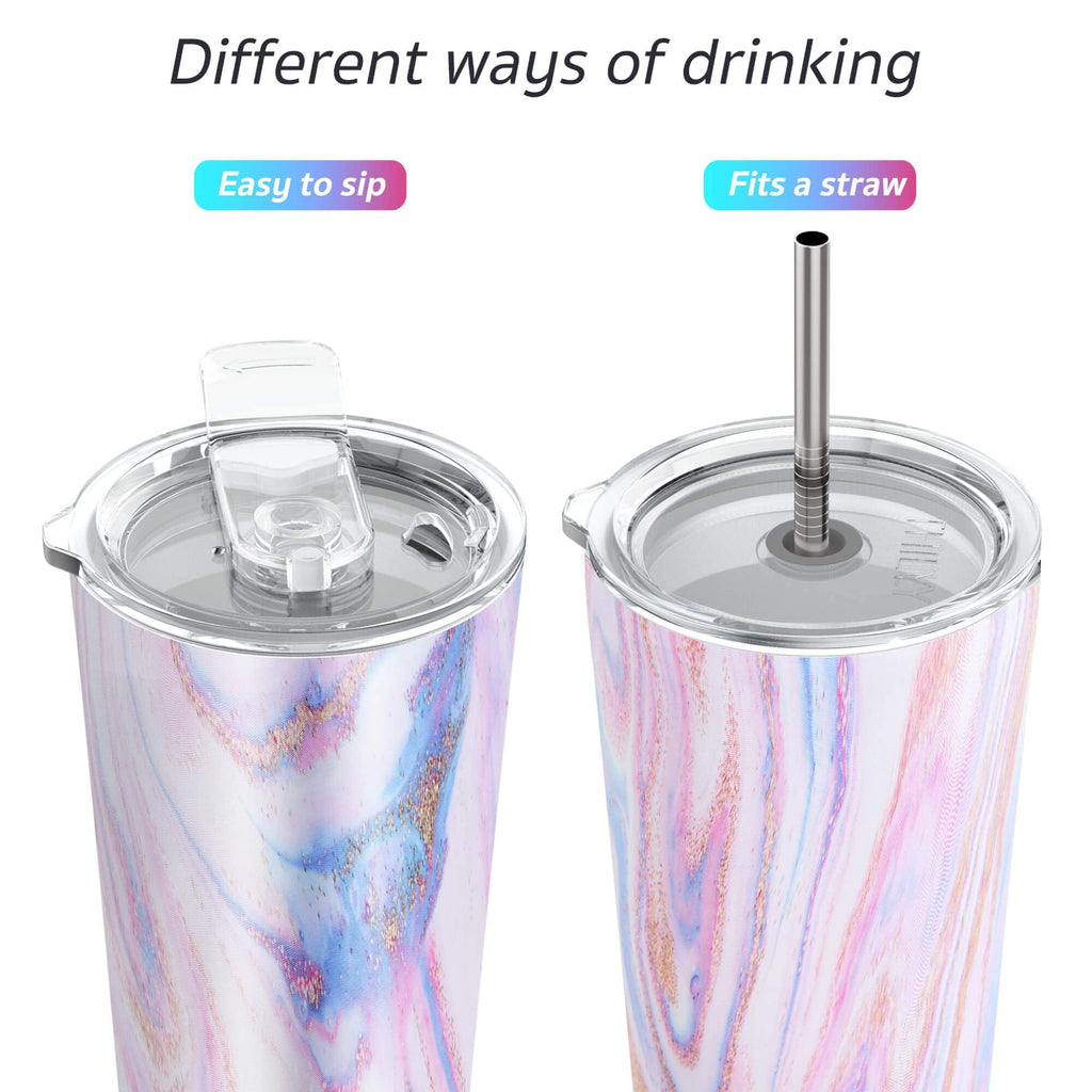 THILY Tumbler Stainless Steel Coffee Cup 26 oz Triple-Insulated Travel Mug with Splash-Proof Lid, for Ice Drinks and Hot Beverage Smoothies Cup, Pink Ripple