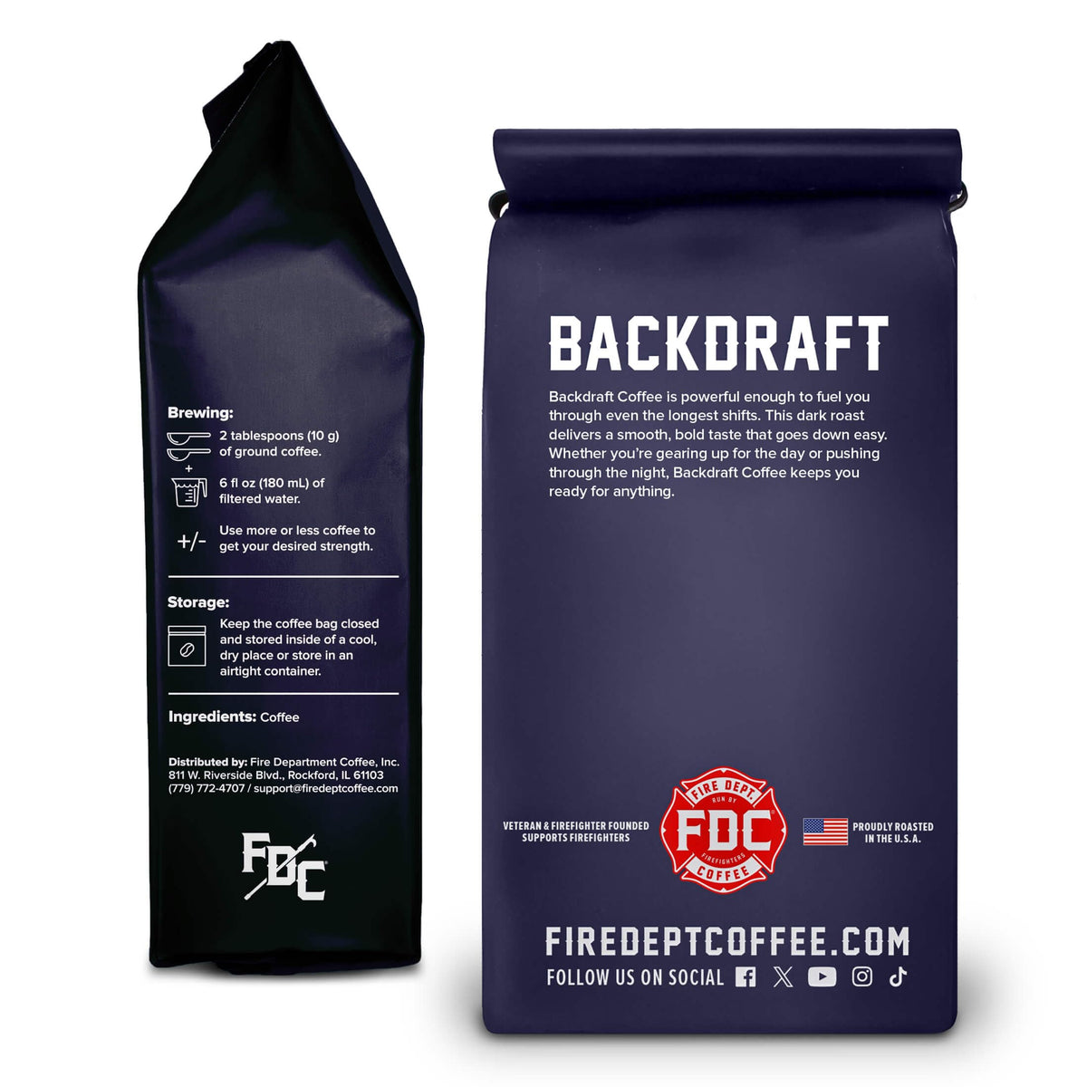 Fire Department Coffee Backdraft Espresso Whole Bean Coffee - 12 oz