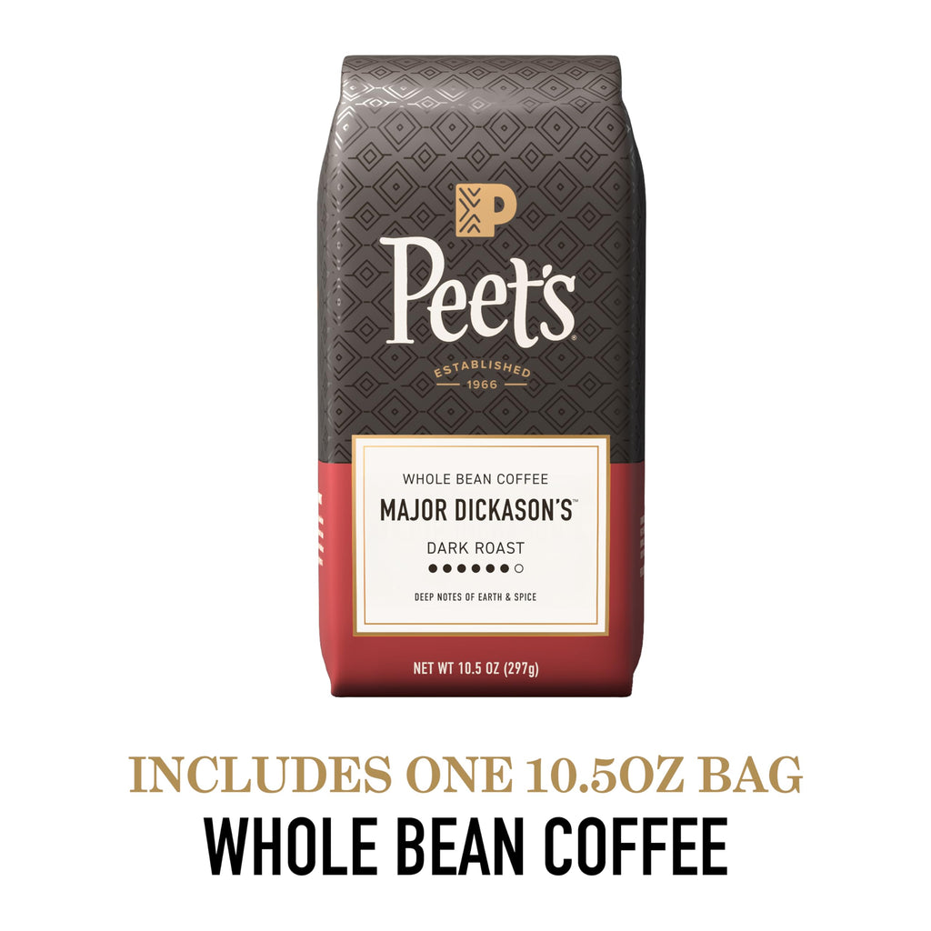 Peet's Coffee, Dark Roast Whole Bean Coffee, 100% Arabica Coffee - Major Dickason's Blend 10.5 Ounce Bag