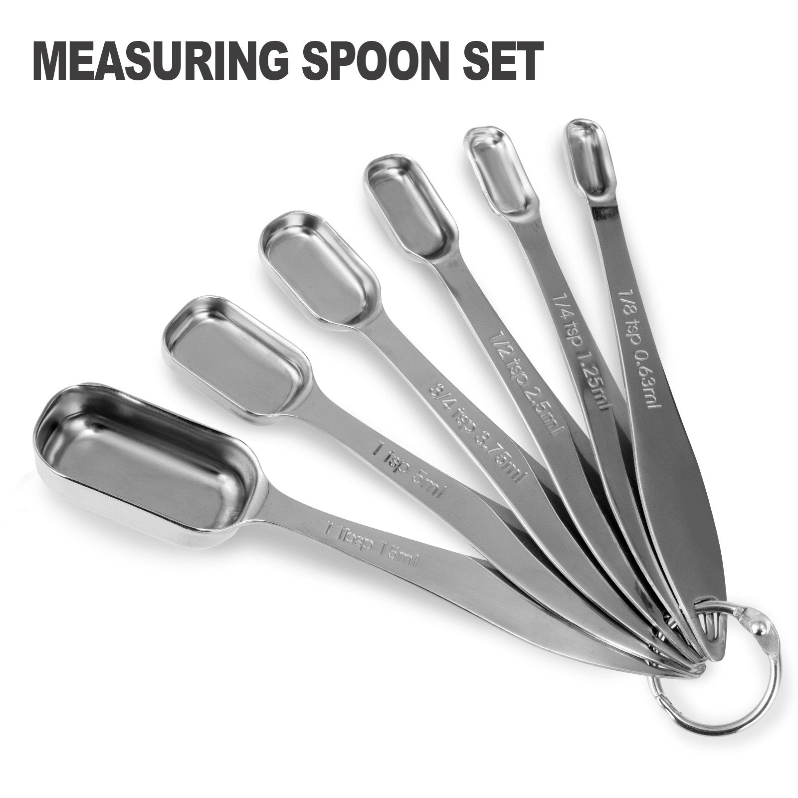 13-Piece Measuring Cups and Spoons Set, 18/8 Stainless Steel, Silver