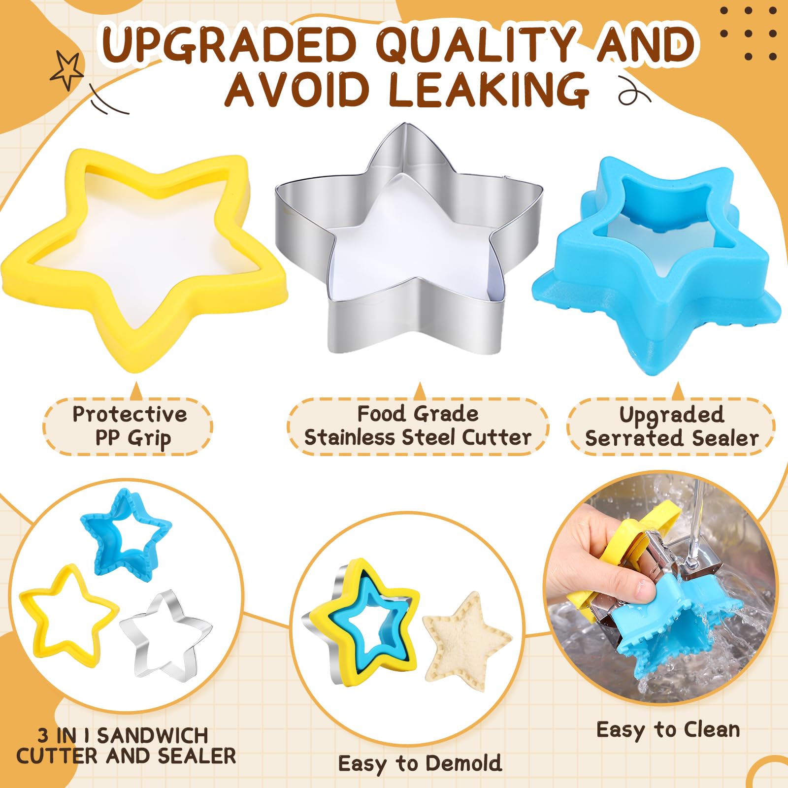 Sandwich Cutters for Kids Lunch, 33 Pcs Sandwich Cutter and Sealer Set for Kids Lunch, DIY Vegetable Fruit Shapes and Cookie Cutters for Bento Box