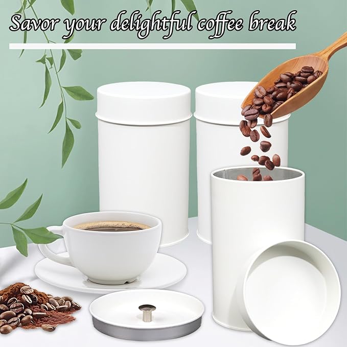 Tea Canister, 6 Pack Tea Tin Loose Leaf Tea Storage Tea Tins For Loose Tea, Tea Storage Loose Leaf Metal Tea Tin Canister For Loose Tea Storage Coffee Sugar Candy Herbs And Spices (White)