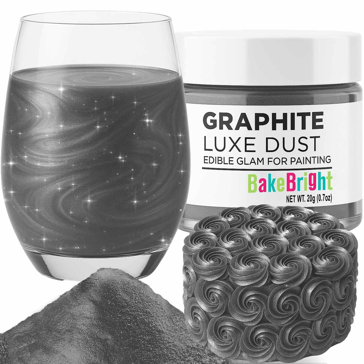 Bulk (20g) White Luster Dust Edible Glitter for Cocktails | Premium Edible White Luster Dust for Cake Decorations - Blanco Edible Glitter for Drinks Cupcakes Cookies Cakes Food Paint