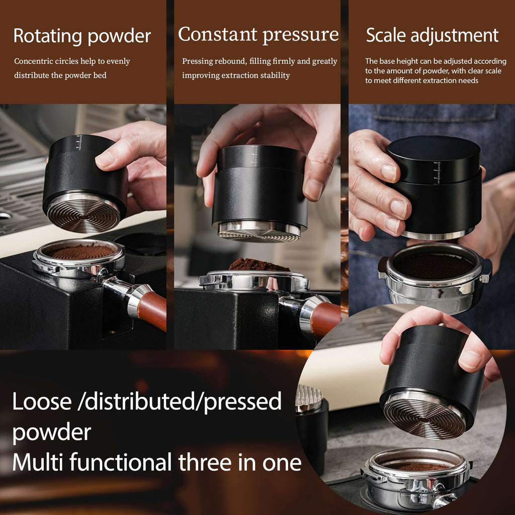 DiatZeno 53MM Espresso Tools - Professional WDT Tool, Coffee Distributor & Tamper with 3-in-1 Design, 304 Stainless Steel Barista Essentials for Home Coffee Brewing, Beginner-Friendly Accessories