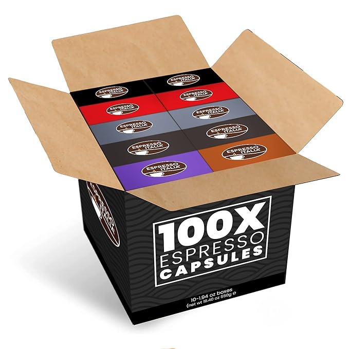 ESPRESSO ITALIA Capsules Compatible with Nespresso Machines, 100 Count - VARIETY PACK, Italian Coffee Pods Expresso