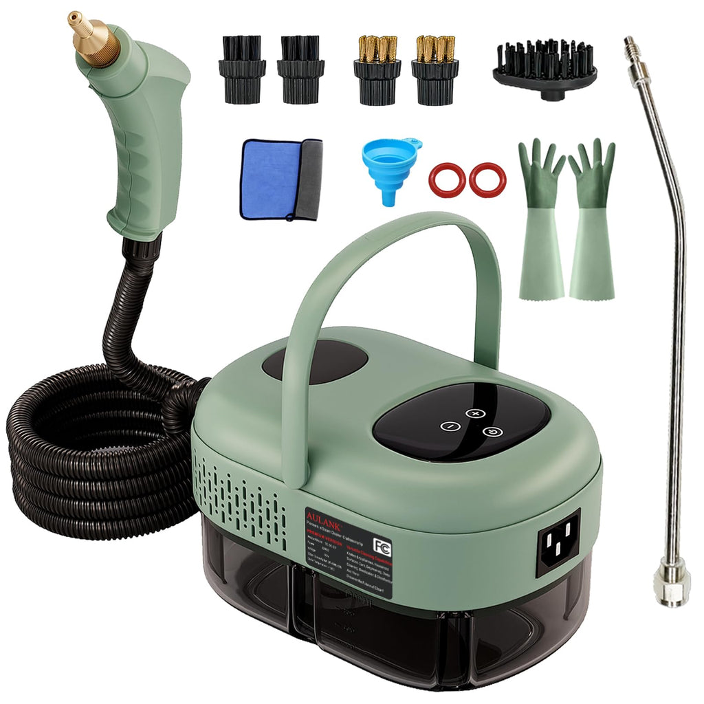 Steam Cleaner, Portable Pressurized Steamer for Cleaning with 14pcs Accessories, 6-Level Adjustable and 15s Heat-Up, Handheld Steam Cleaner for Home, Tile, Dirt, Grout, Grease, Car Detailing(7-Green)