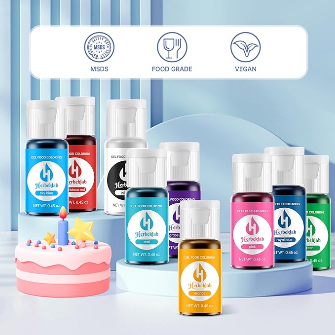 Gel Food Coloring 18 Colors x 0.45 oz Concentrated Gel Based Food Dye Vibrant Icing Colors for Baking Cake Decorating Cookies