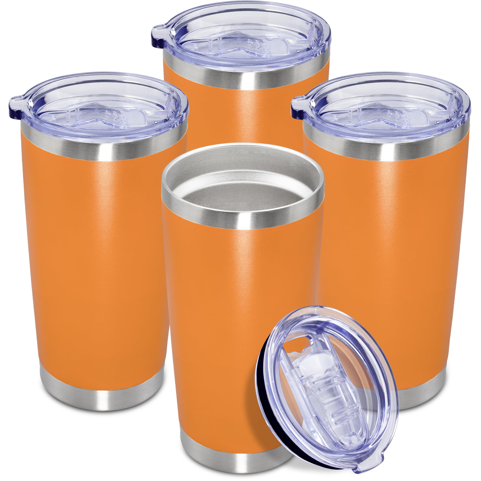 20oz Tumbler Insulated Coffee Tumblers with Lid Stainless Steel Orange 4P
