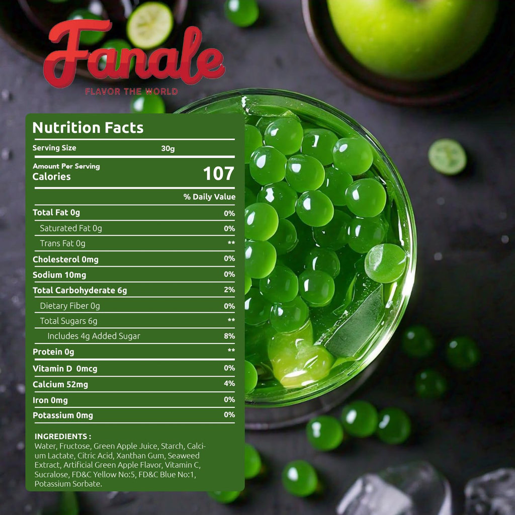 Fanale Green Apple Popping Boba Pearls for Bubble Tea and Drinks, 7 Pounds