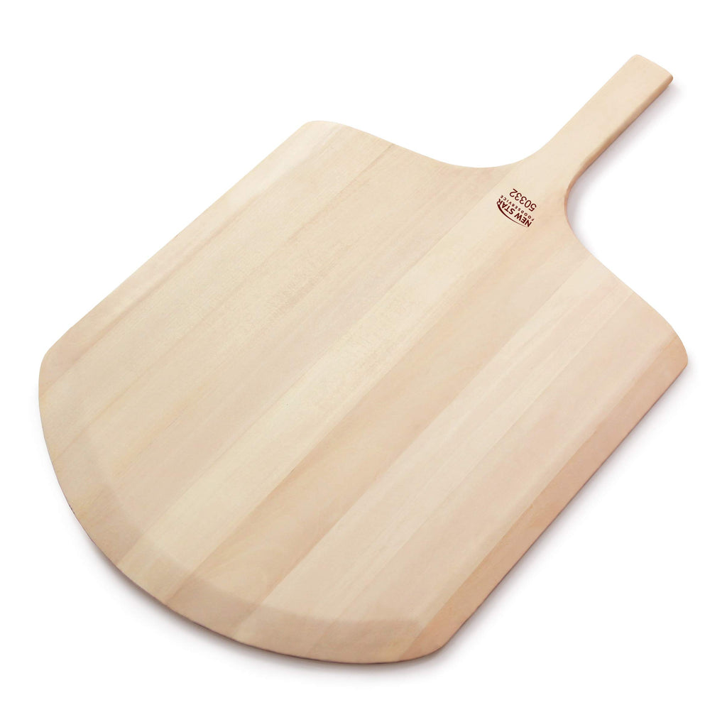 New Star Foodservice 50332 Restaurant-Grade Wooden Pizza Peel, 18" L x 16" W Plate, with 8" L Wooden Handle, 26" Overall Length