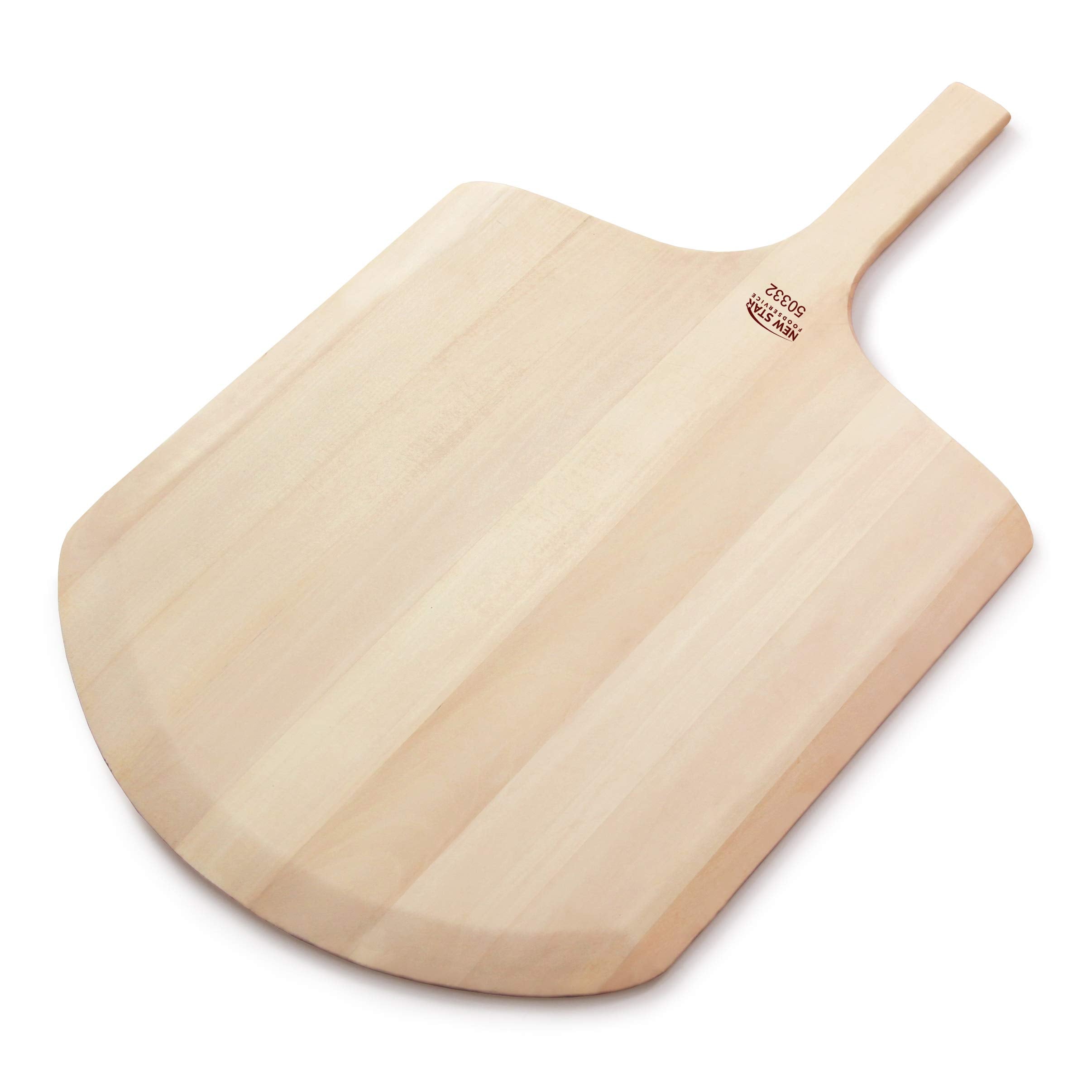 New Star Foodservice 50332 Restaurant-Grade Wooden Pizza Peel, 18" L x 16" W Plate, with 8" L Wooden Handle, 26" Overall Length