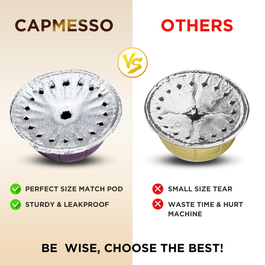 CAPMESSO Foil Lids for Nespresso Vertuo Pods - 100 Aluminum Foil Lids