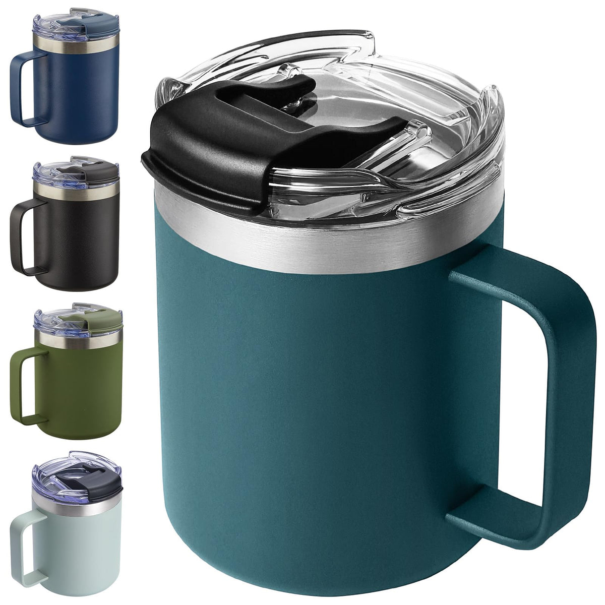 ALOUFEA 12oz Insulated Travel Coffee Mug with Handle, Plum