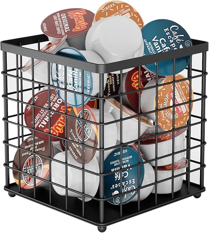 HORIAMIT Black Wire Coffee Pod Holder, K-Cup Organizer Countertop Basket