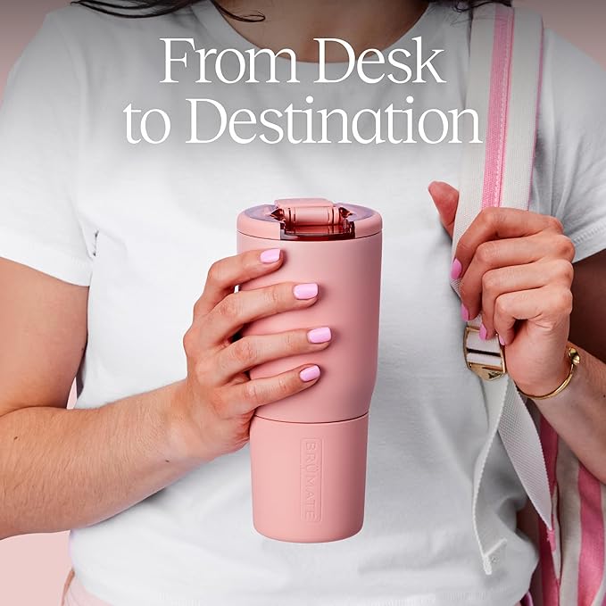 BrüMate Nav 25oz 100% Leak Proof Insulated Travel Tumbler with Magnetic BevLock™ Lid - Double Wall Cup-Holder Friendly Stainless Steel Mug (Guava)