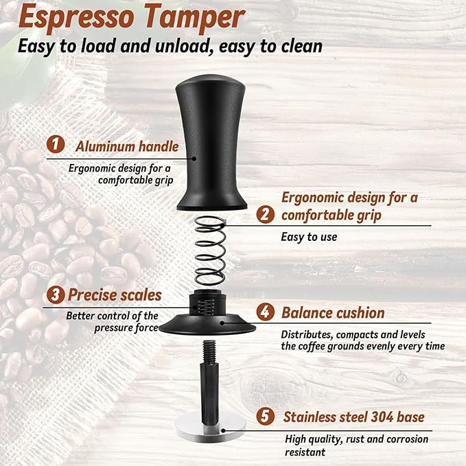 Coffee Tamper, 22 PCS Espresso Accessories Including 58mm Coffee Tamper WDT Tool Tamper Mat Coffee Stirrer Latte Art Pen Milk Frothing Pitcher Coffee Stencils