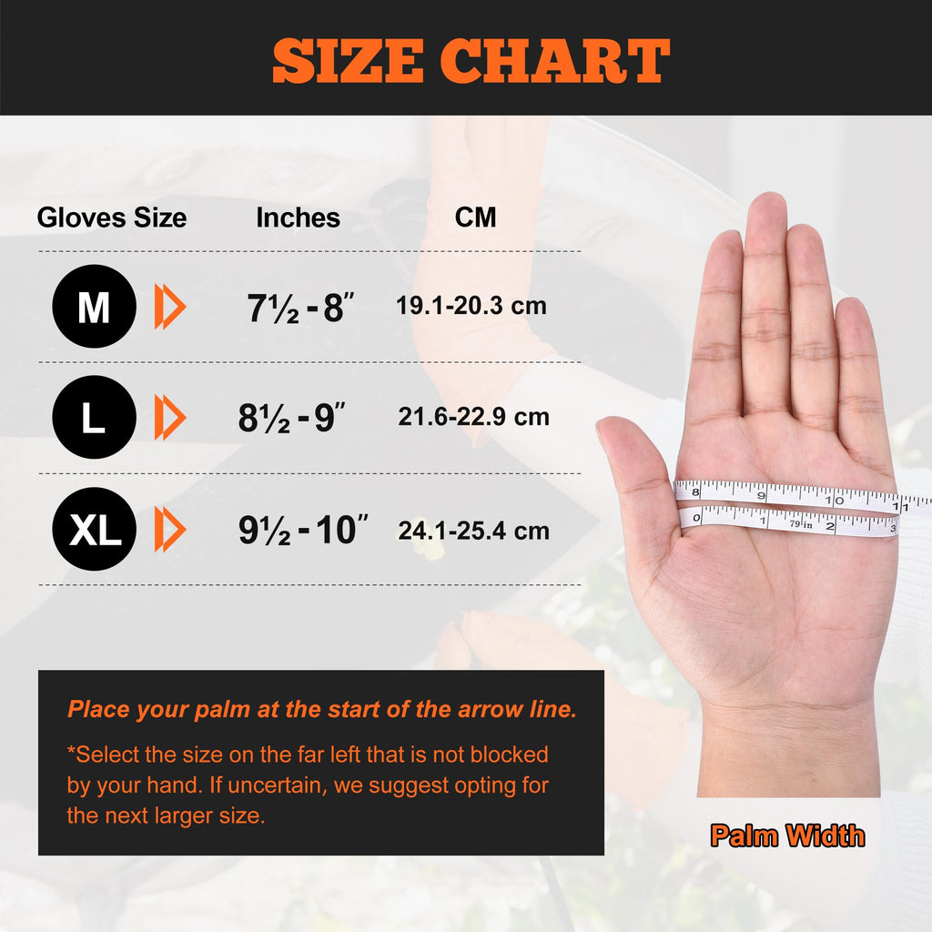 TitanFlex Heavy Duty Orange Nitrile Gloves, 6 Mil, Raised Diamond Texture, Mechanic Disposable Gloves, Latex Free Powder Free