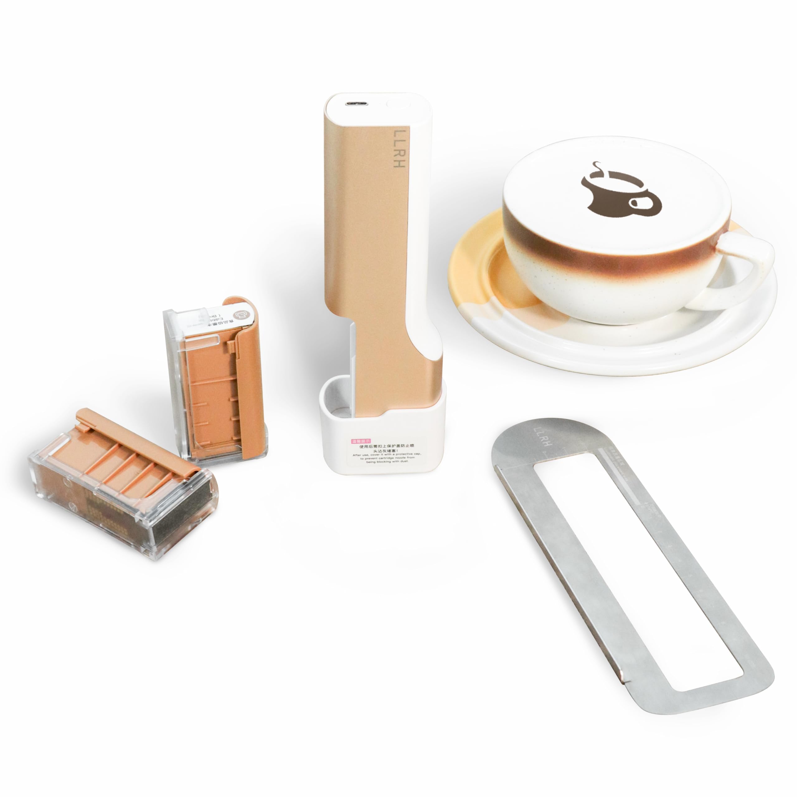 LLRH Latte Art Food PrintPen DIY Image for Coffee Beer Cocktails Macaron Cookie, Bluetooth, for Home, Small Shops (Brown)