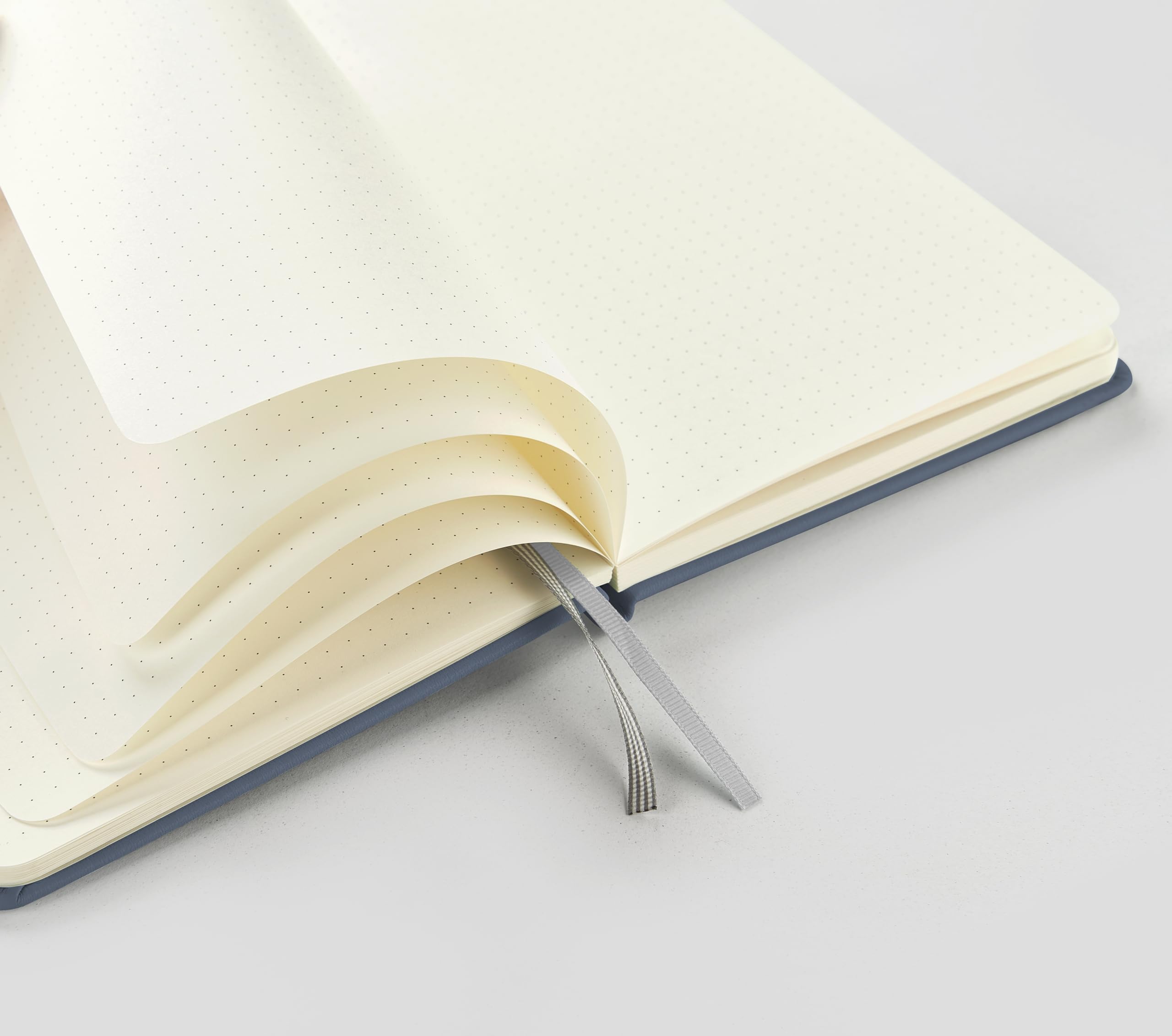 &And Per Se Dotted Journal Notebook, A5 Hardcover Leather Dotted Journal, 160 Pages 100gsm Thick Dot Grid Paper, 3 Sheets of Stickers Included - 5.7'' x 8'' (Dark Blue)