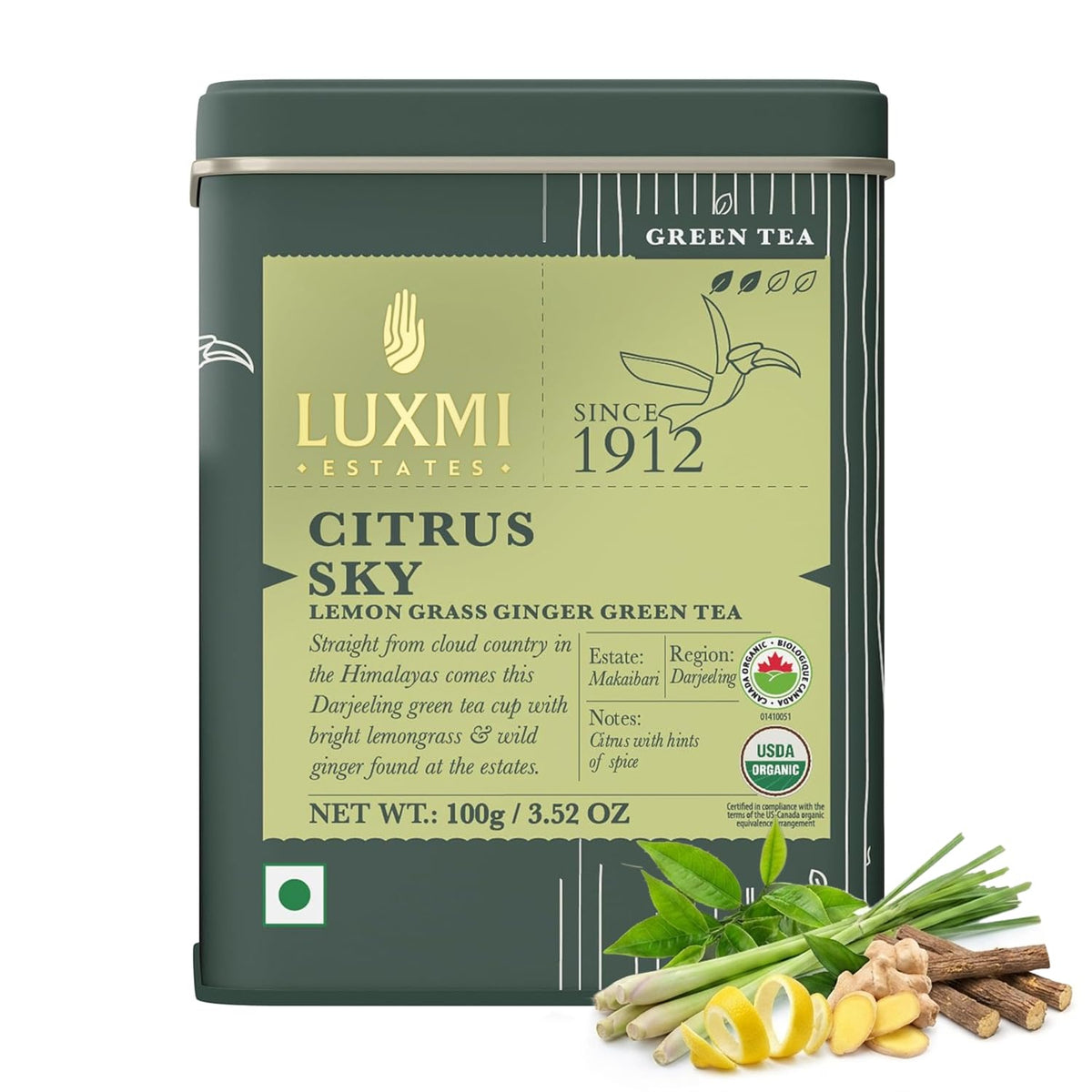Luxmi Estates - Indian Passion 50g, 1.76 Oz loose tin caddy, Herbal tea