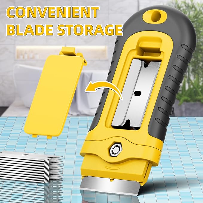 DIYSELF Razor Blade Scraper | 1 Pack Razor Scraper with 15 Razor Blades | Razor Blade Scraper Tool Kitchen | Glass Scraper | Window Scraper | Glass Stove Top Scraper | Paint Scraper | Cooktop Scraper