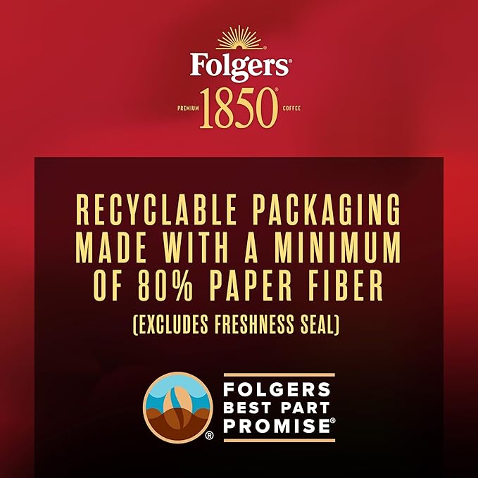 Folgers 1850 Black Gold Dark Roast Ground Coffee, 12 Ounce (Pack of 6)