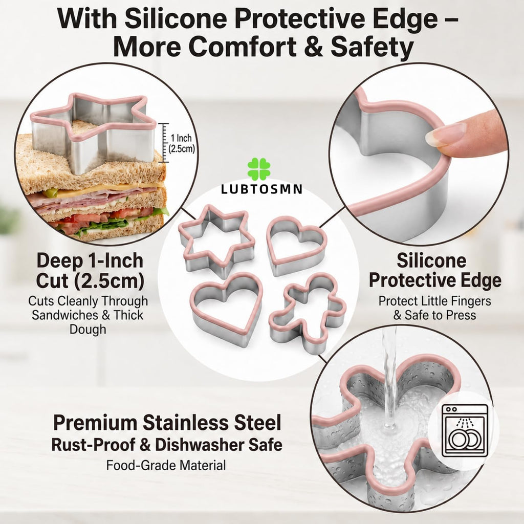 LUBTOSMN 9 Piece Summer Cookie Cutters Set, Silicone Rim Baking Set