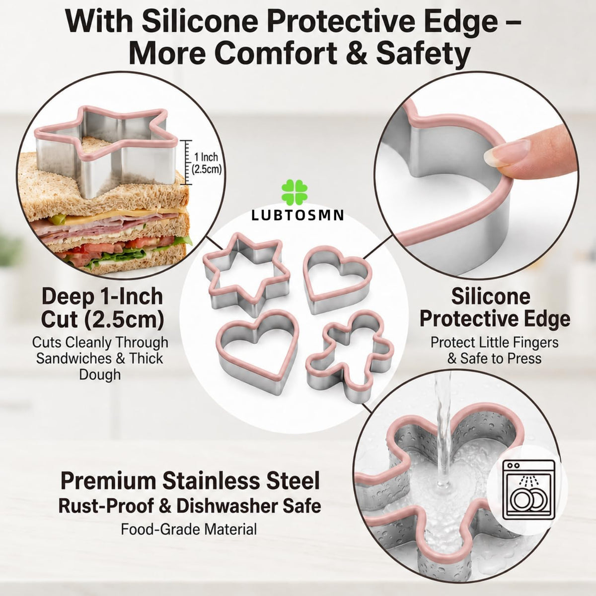 LUBTOSMN 9 Piece Summer Cookie Cutters Set, Silicone Rim Baking Set