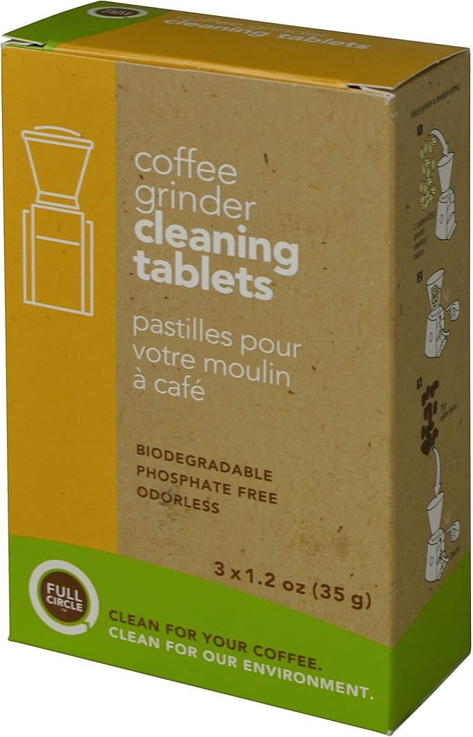 Urnex Full Circle Coffee Grinder Cleaning Tablets - 3 Single Use Packets - Coffee Grinder Cleaner Removes Coffee Residue and Oils
