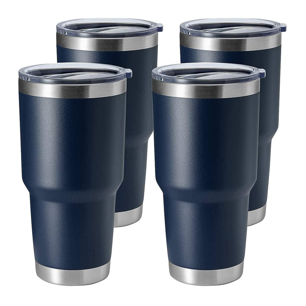 HASLE OUTFITTERS 30oz Stainless Steel Tumbler, Double Wall Vacuum Insulated Travel Mug Tumbler, Durable Insulated Coffee Mug, Gift Box Set (Navy, 4)
