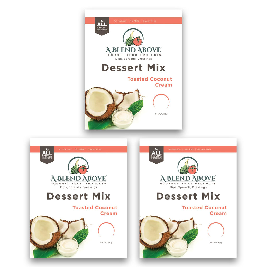 A Blend Above Toasted Coconut Cream Cheesecake Mix - No-Bake Desserts, All Natural, Gluten Free, No MSG - Instant Dessert Mix, Fruit Dip, Bagel Topping, Frosting, Cheesecake Filling - Makes 16 Oz (Pack of 3)