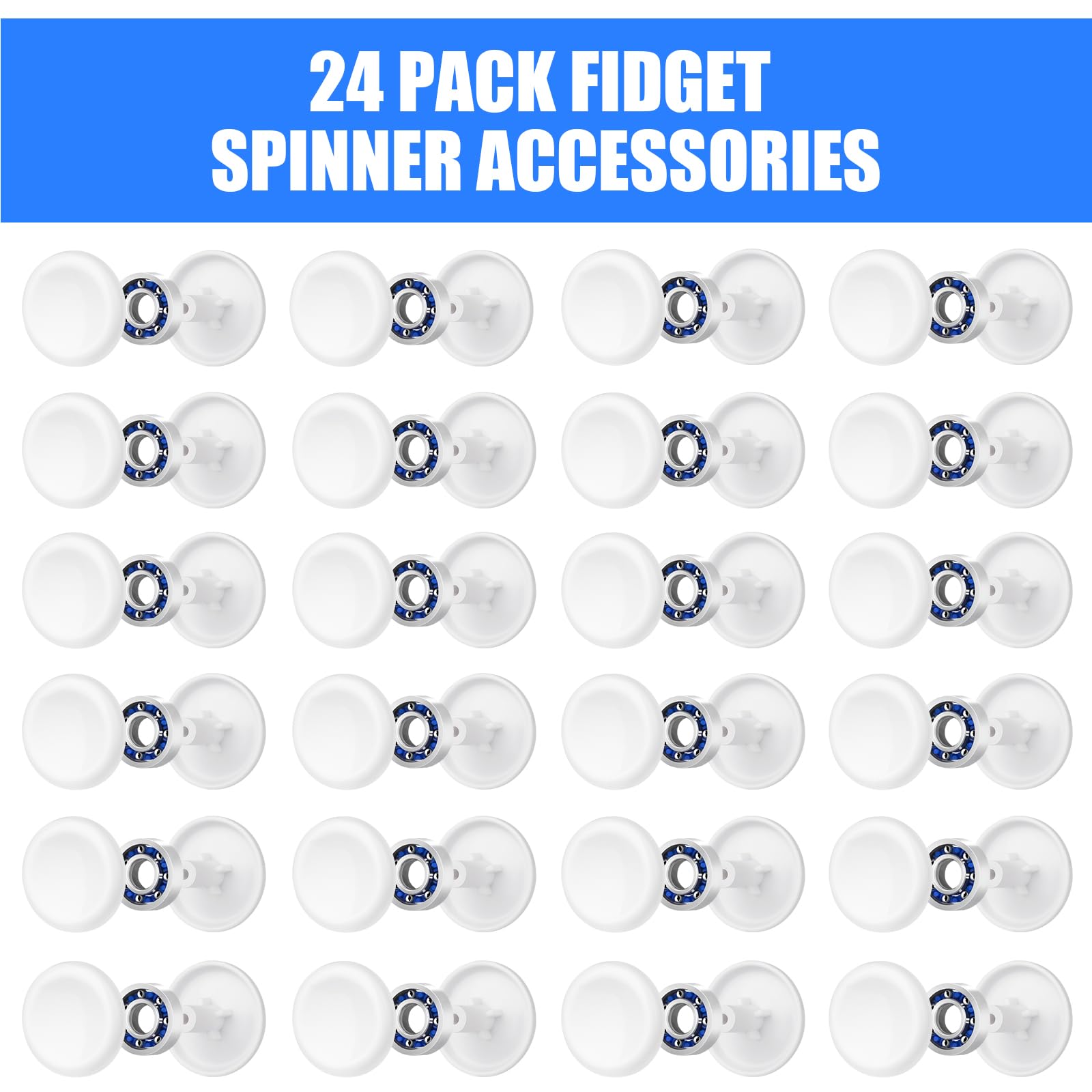 NiArt Fidget Spinner Bearings with Caps 24 Pack, Chrome Steel DIY Set