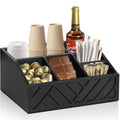 Ukonvi Coffee Pod Holder and Bar Accessories, Wood Station Organizer for Decor, Syrup and Condiment Organizer, Black