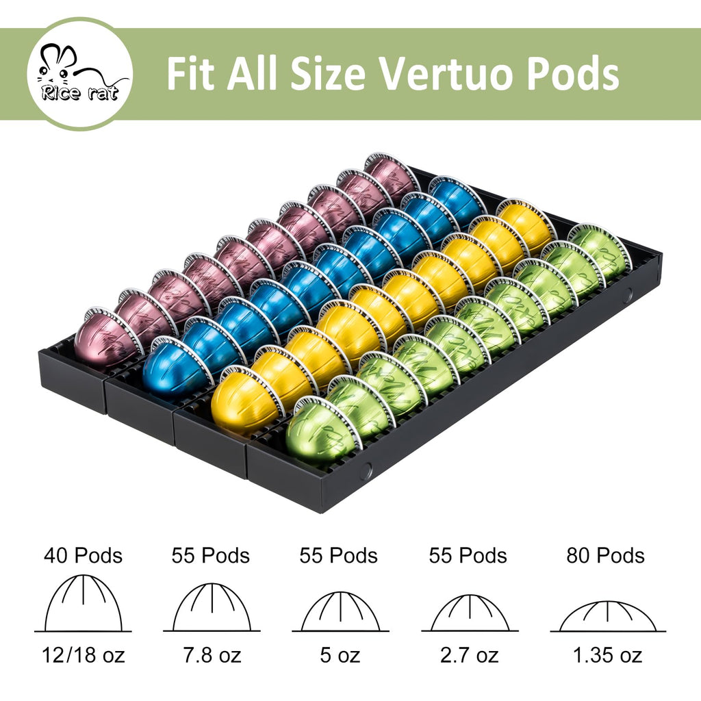 Rice rat Coffee Pod Holder Drawer Organizer Insert for Counter,Nespresso Pod Holder DIY Magnetic Connect Black Metal(4 Packs)