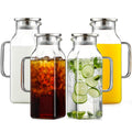 Netany 2 Pack 1.2 Liters/40 oz Small Square Glass Pitcher with Lid and Handle for Fridge, Iced Tea and Coffee Carafe Storage Container, Resistant to Hot and Cold Borosilicate Jug