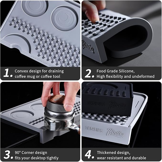 Espresso Tamping Mat for Counter, Ultra Thick Silicone Tamper Mat Coffee Bar Mat,Espresso Mat for Countertops,Fits for Baristas Home Kitchen Bar