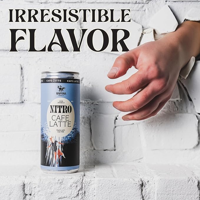Raposa Nitro Cold Brew Ready to Drink Coffee 250ml - 8.45oz - Dairy Free - Cold brew ready to drink, Non GMO, No Artificial Anything - 225mg Caffeine (Classic Dark Roast)