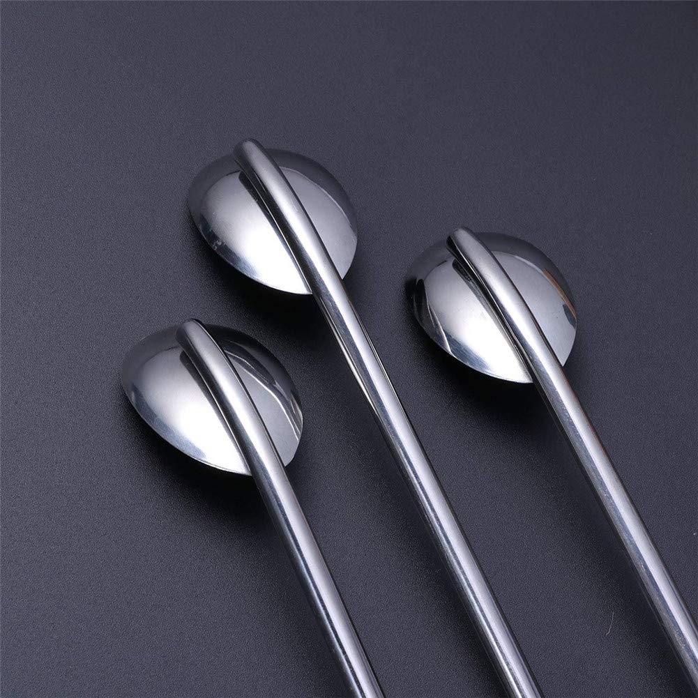 Sorfia 8pcs 2 in 1 Stainless Steel Straws Spoons with 2pcs Cleaning Brushes
