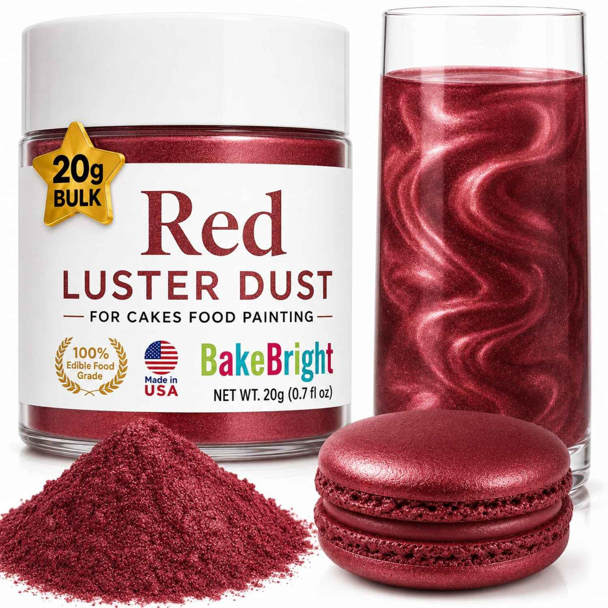 Bulk (20g) White Luster Dust Edible Glitter for Cocktails | Premium Edible White Luster Dust for Cake Decorations - Blanco Edible Glitter for Drinks Cupcakes Cookies Cakes Food Paint