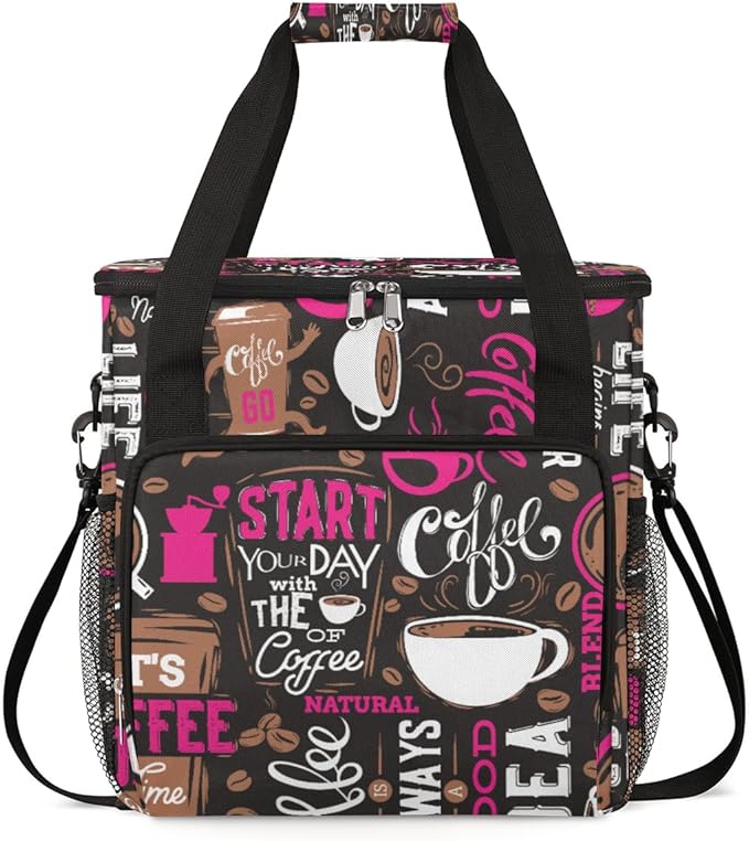 cfpolar Coffee Maker Storage Bag, Waterproof Travel Carrying Storage Tote Bag Organizer Case, Compatible with K-Mini or K-Mini Plus, And Suitable for Other Accessories， With Pockets for K-Cup Pods