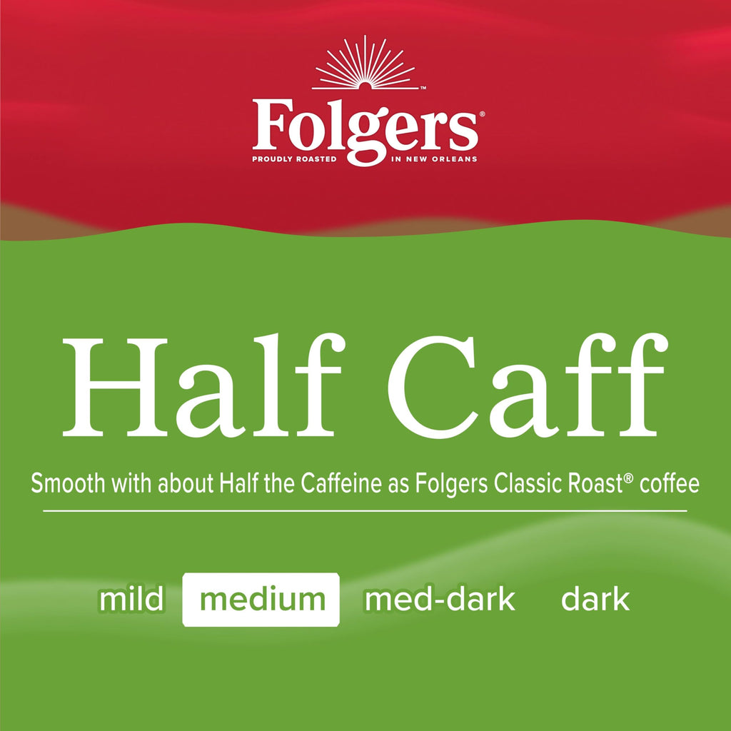 Folgers Half Caff Coffee, Medium Roast, Keurig K-Cup Pods, 60 Count